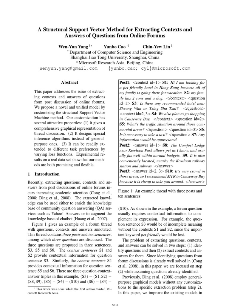 Extracting Contexts from Online Forums | PDF | Support Vector Machine ...
