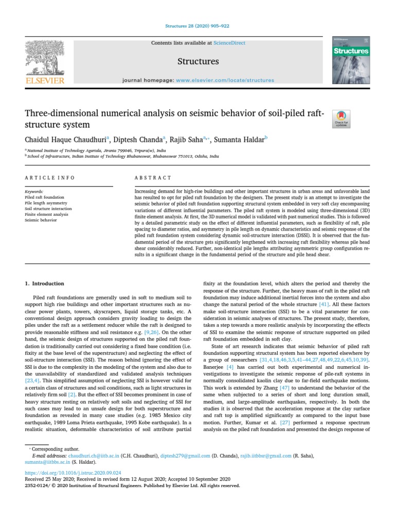 Three-Dimensional Numerical Analysis On Seismic Behavior of Soil-Piled ...