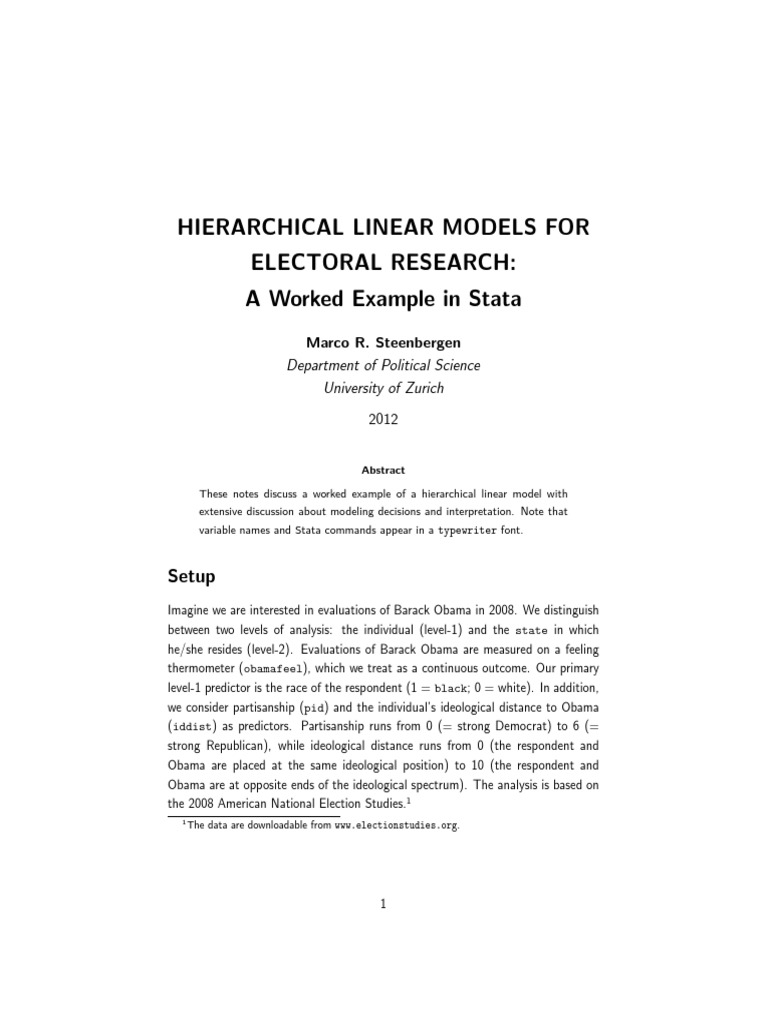 Hierarchical Linear Models For Electoral Research A Worked Example in ... image.