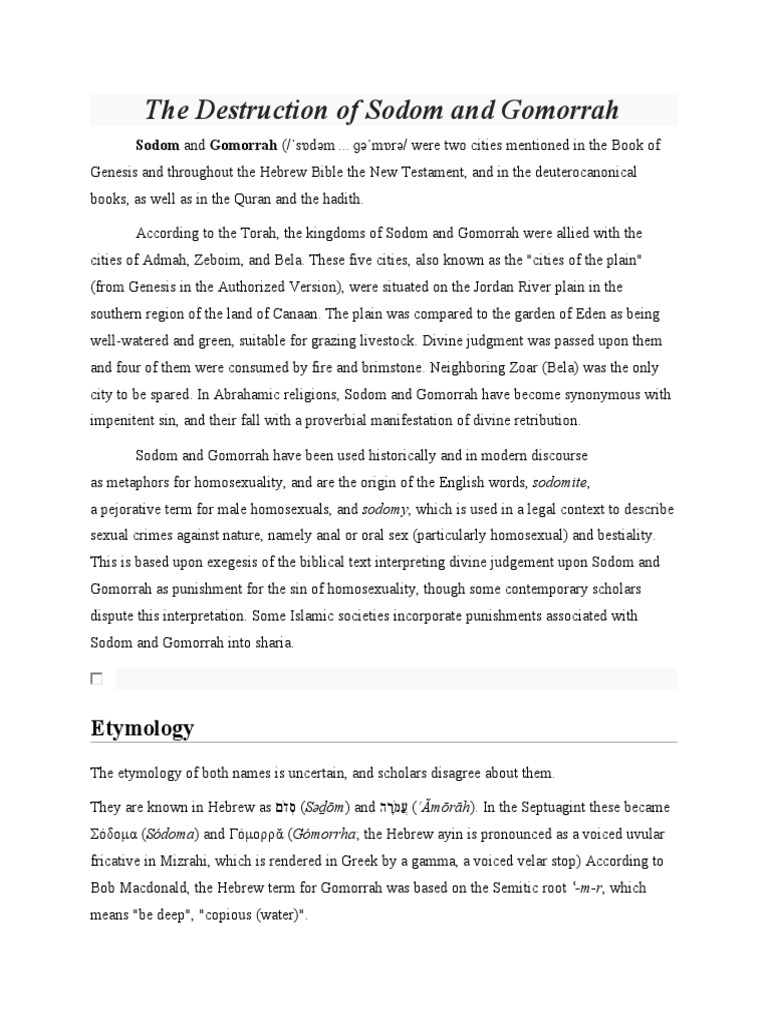 The Destruction of Sodom and Gomorrah | PDF | Sodom And Gomorrah