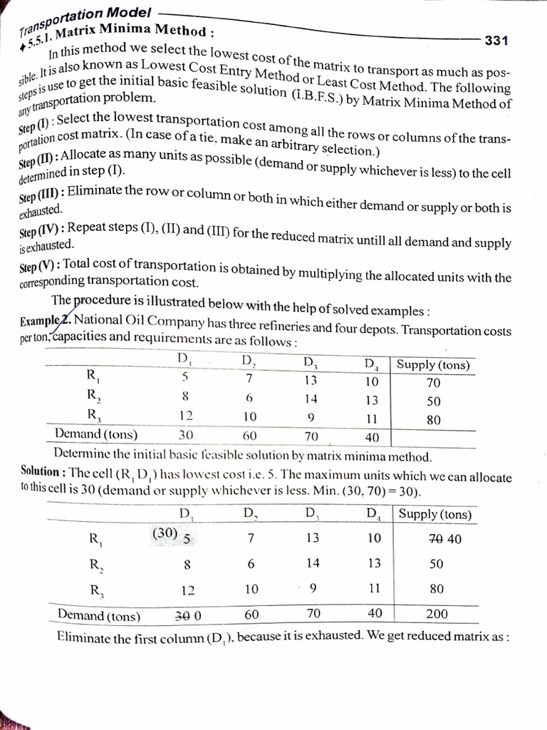 Matrix Minima Method for Transportation | PDF | Mathematical ...