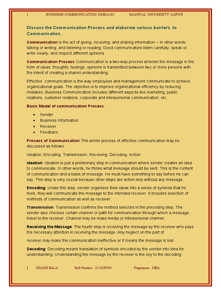 Dmba102 Business Communication | PDF | Nonverbal Communication ...
