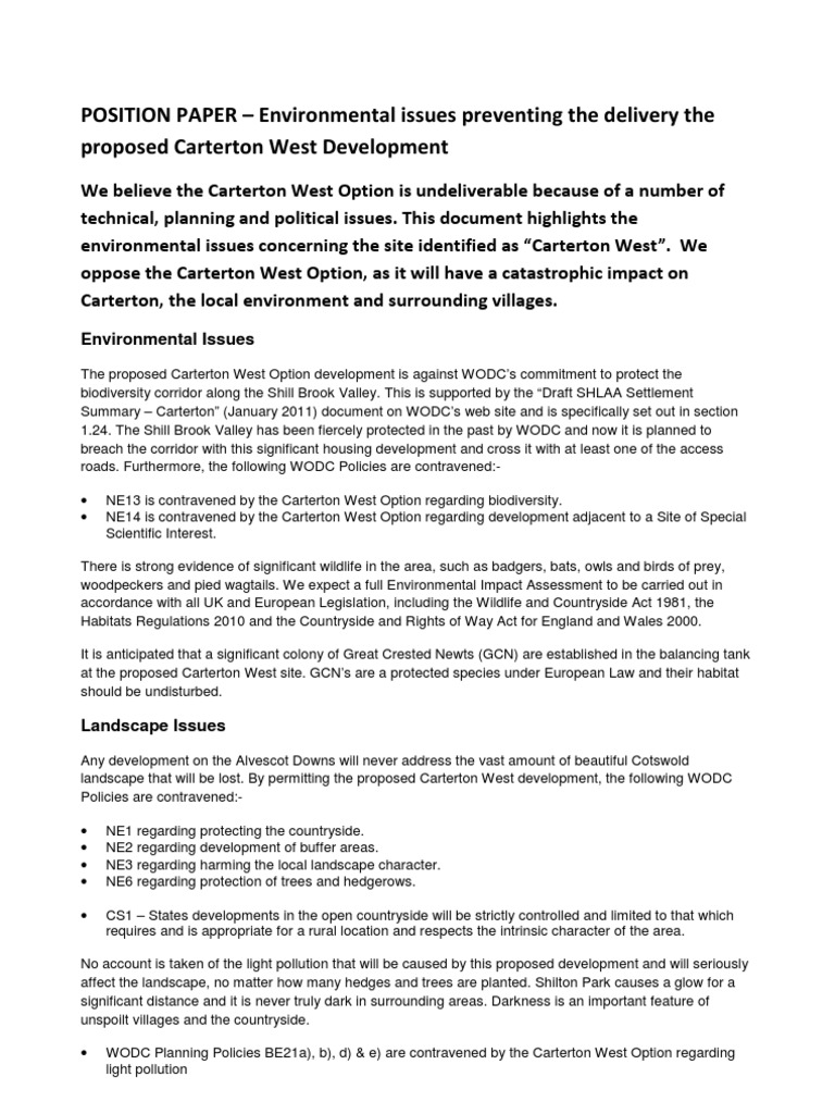 Position Paper - Environmental Issues | PDF | Hedge | Environmental ...