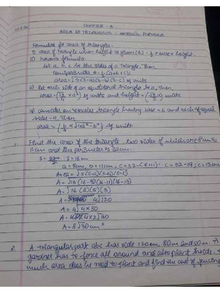 Heron's Formula and Triangles | PDF