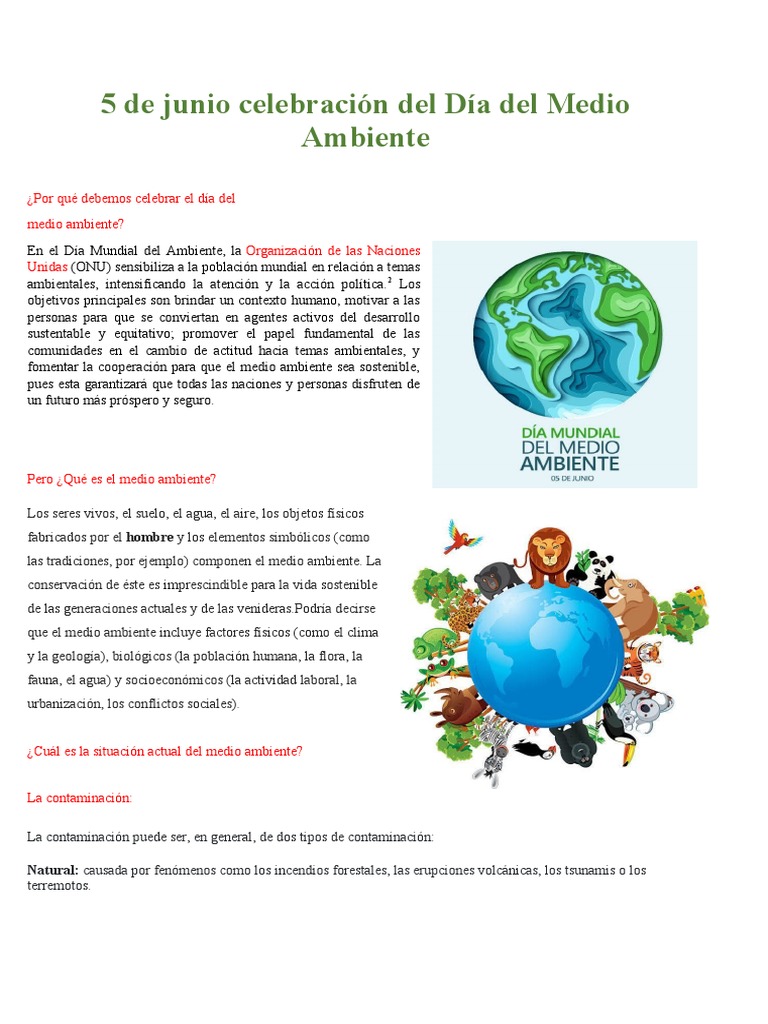5 de Junio Celebración Del Día Del Medio Ambiente | PDF | Residuos ...