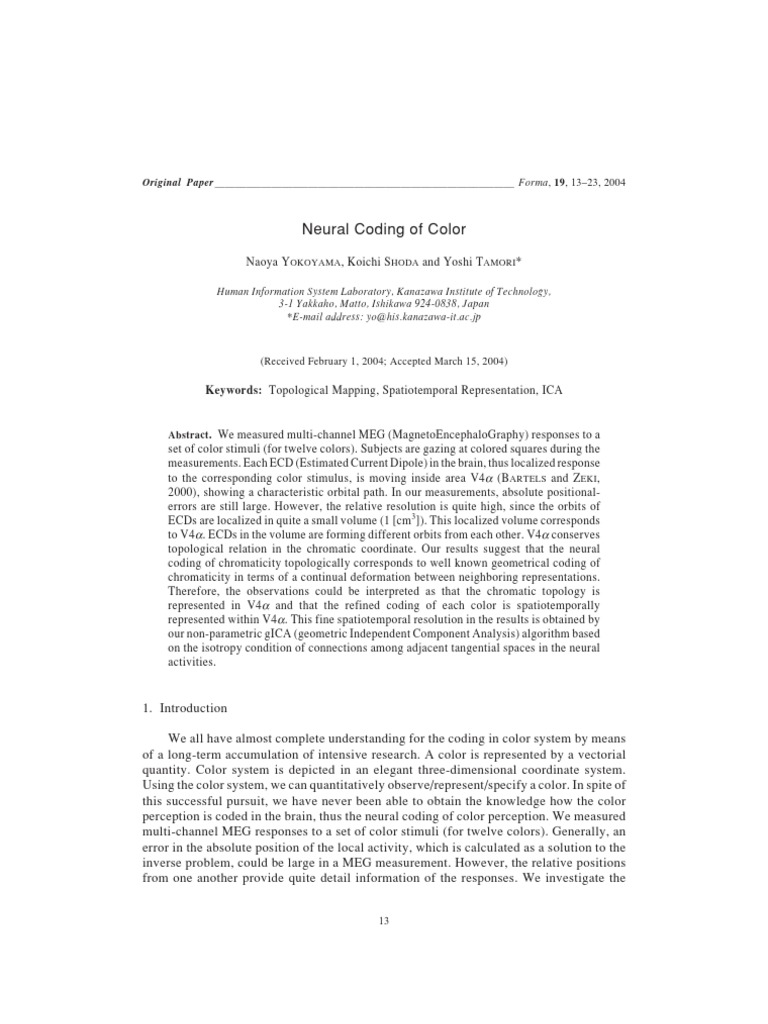 Neural Coding of Color in V4α | PDF | Computers