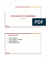 Introduction To Database: Learning Points
