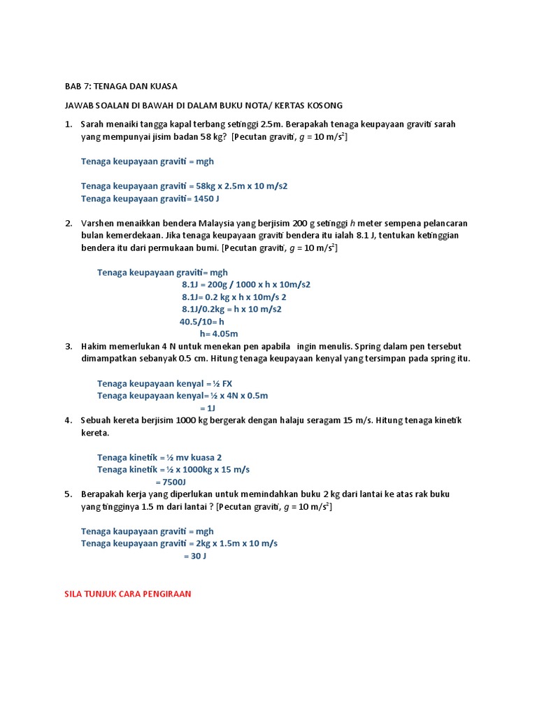 Tugasan Sains Bab 7 | PDF