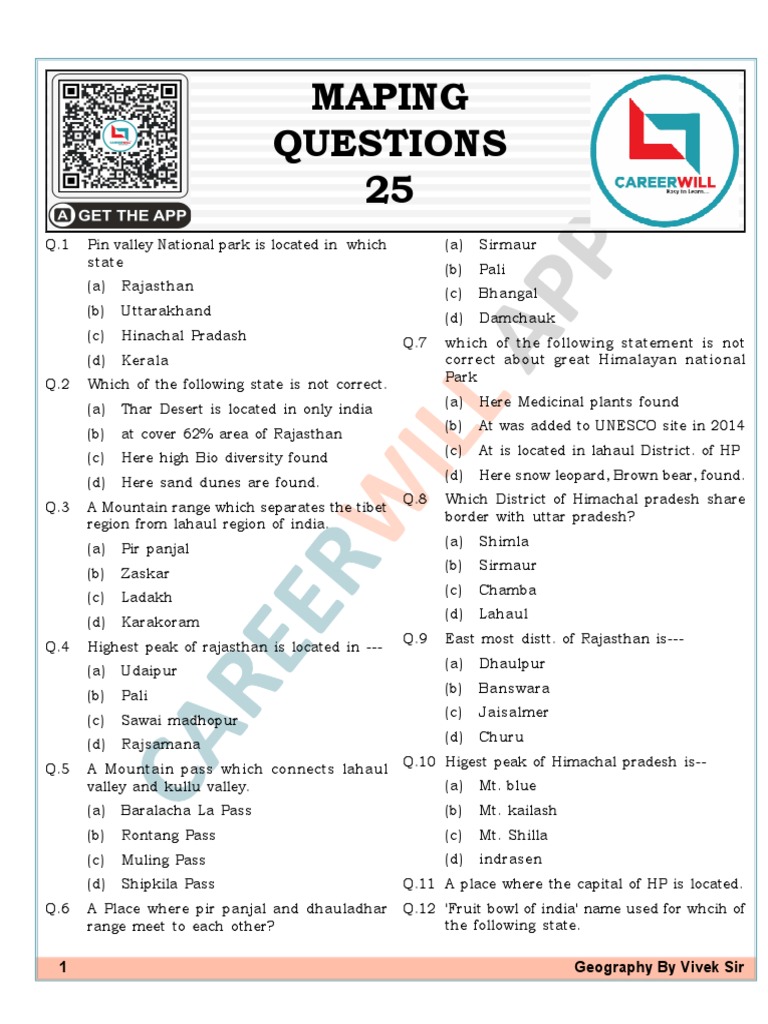 Geography Quiz Questions and Answers | PDF | Geography | Physical Geography