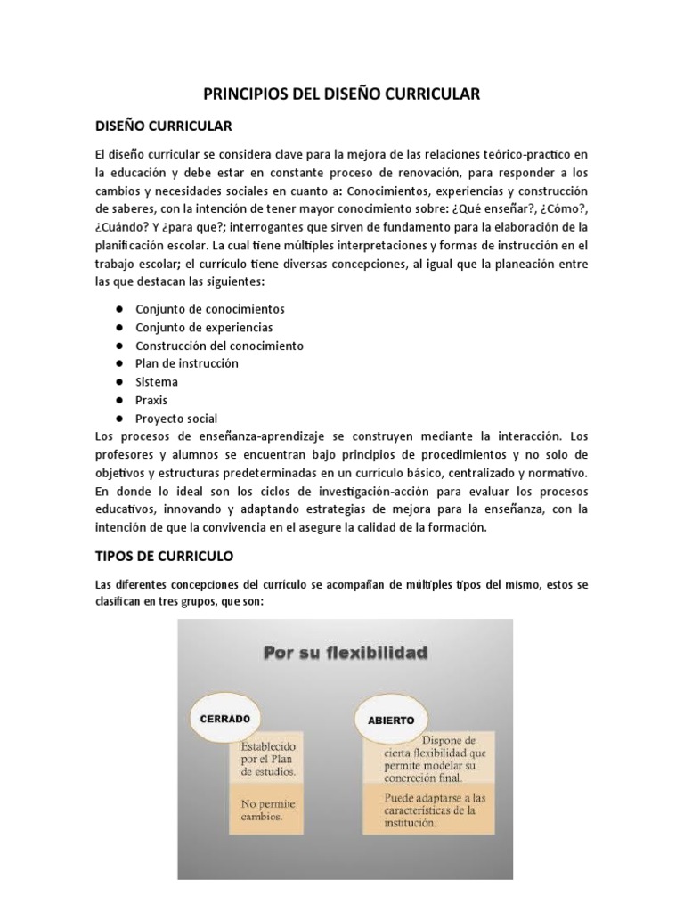 Principios del Diseño Curricular | PDF | Análisis FODA | Plan de estudios