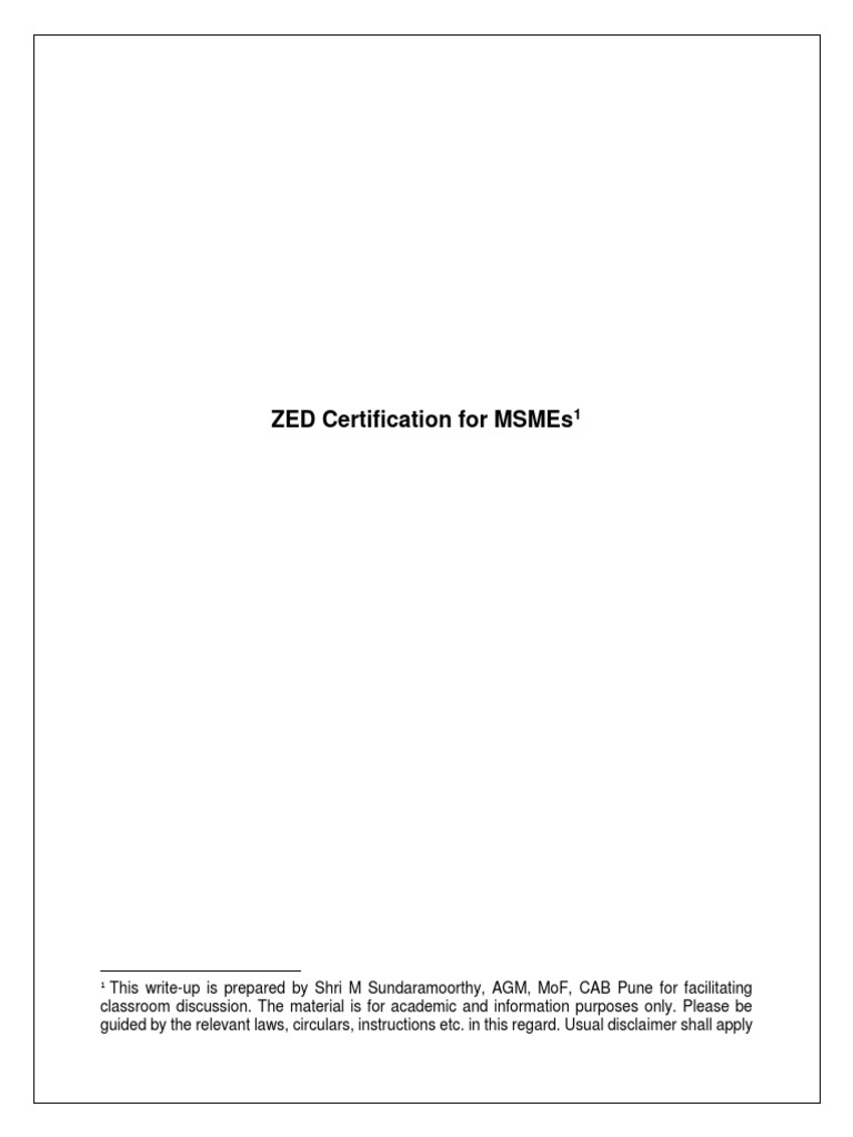 Handout On ZED Final | PDF | Small And Medium Sized Enterprises | Banks