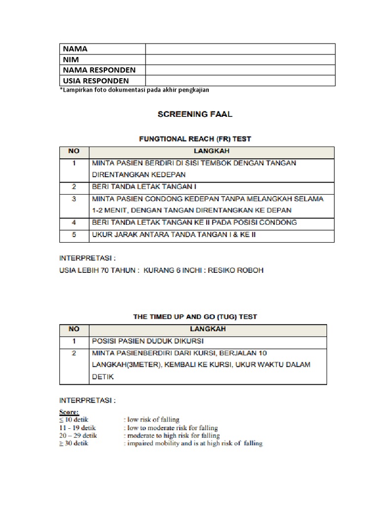 Format Screening Fall Mmse SPMSQ Dan Apgar Lansia | PDF