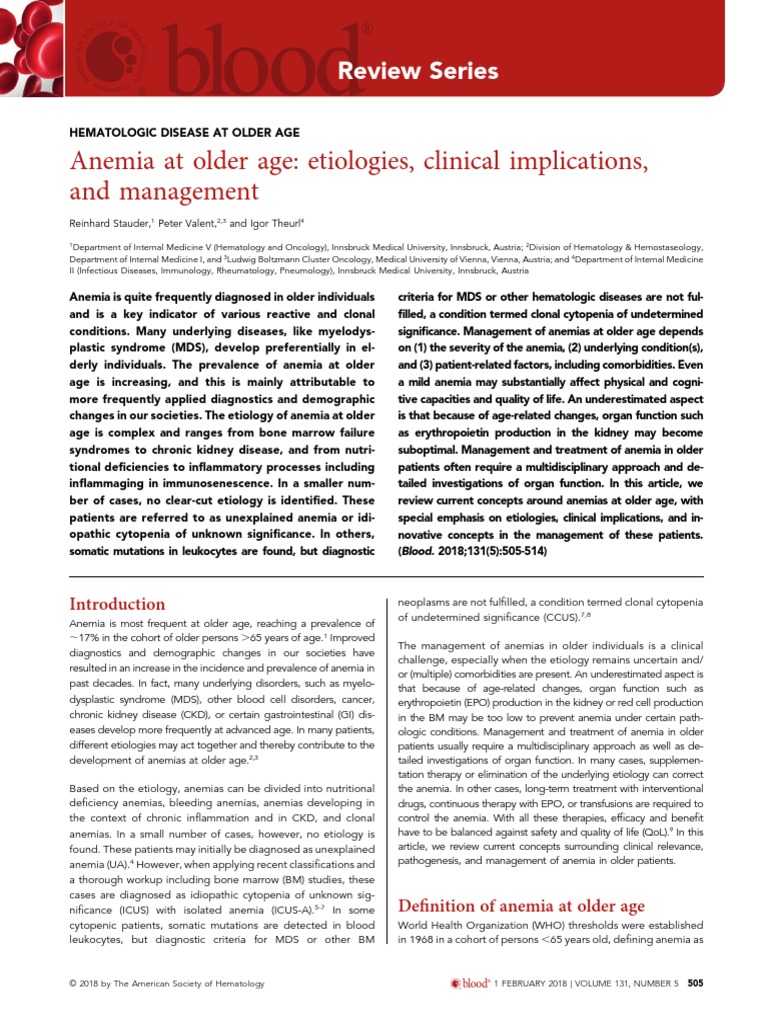 Anemia at Older Age | PDF | Anemia | Inflammation