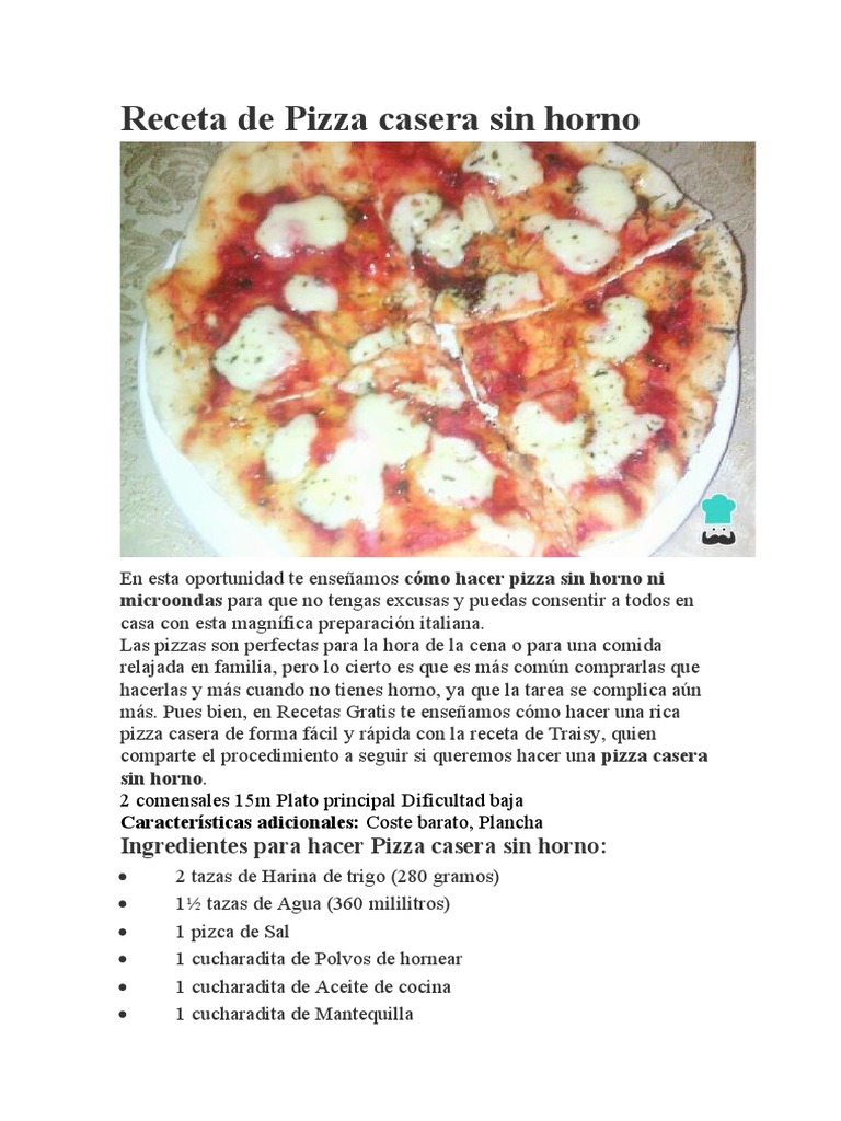 Receta de Pizza Sin Horno | PDF | Pizza | Cocina mediterranea