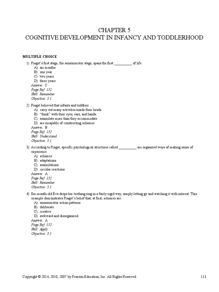 Cognitive Development in Infancy and Toddlerhood: Multiple Choice ...