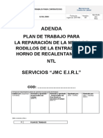 Adenda Del Plan de Trabajo para Reparacion de La Mesa de Rodillos de La Entrada Del Horno de Recalentamiento