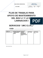 Plan de Trabajo para Apoyo de Mantenimiento Del BGV L1 y L2 en Laminacion 1
