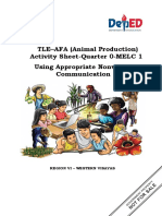 TLE-AFA (Animal Production) : Activity Sheet-Quarter 0-MELC 1