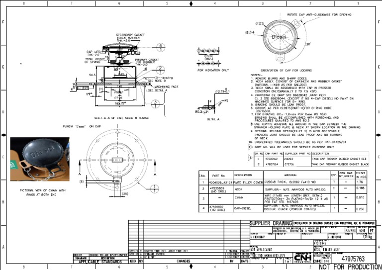 Diesel Neck Filler Assembly Drawing | PDF | Mechanical Engineering ...