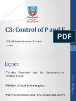 Control of P and F in Power Systems