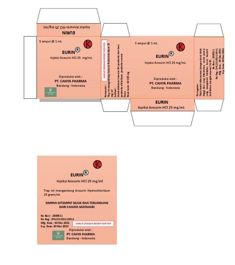 Kemasan Injeksi Aneurin HCl 25 mg/mL | PDF