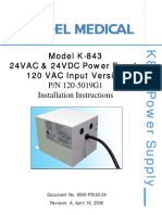 Model K-843 24VAC & 24VDC Power Supply 120 VAC Input Version P/N 120-5019G1 Installation Instructions