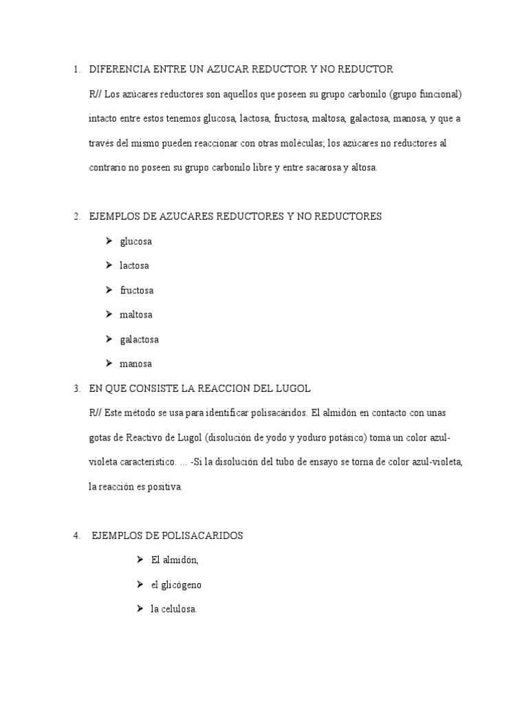 Diferencia Entre Un Azucar Reductor y No Reductor PDF