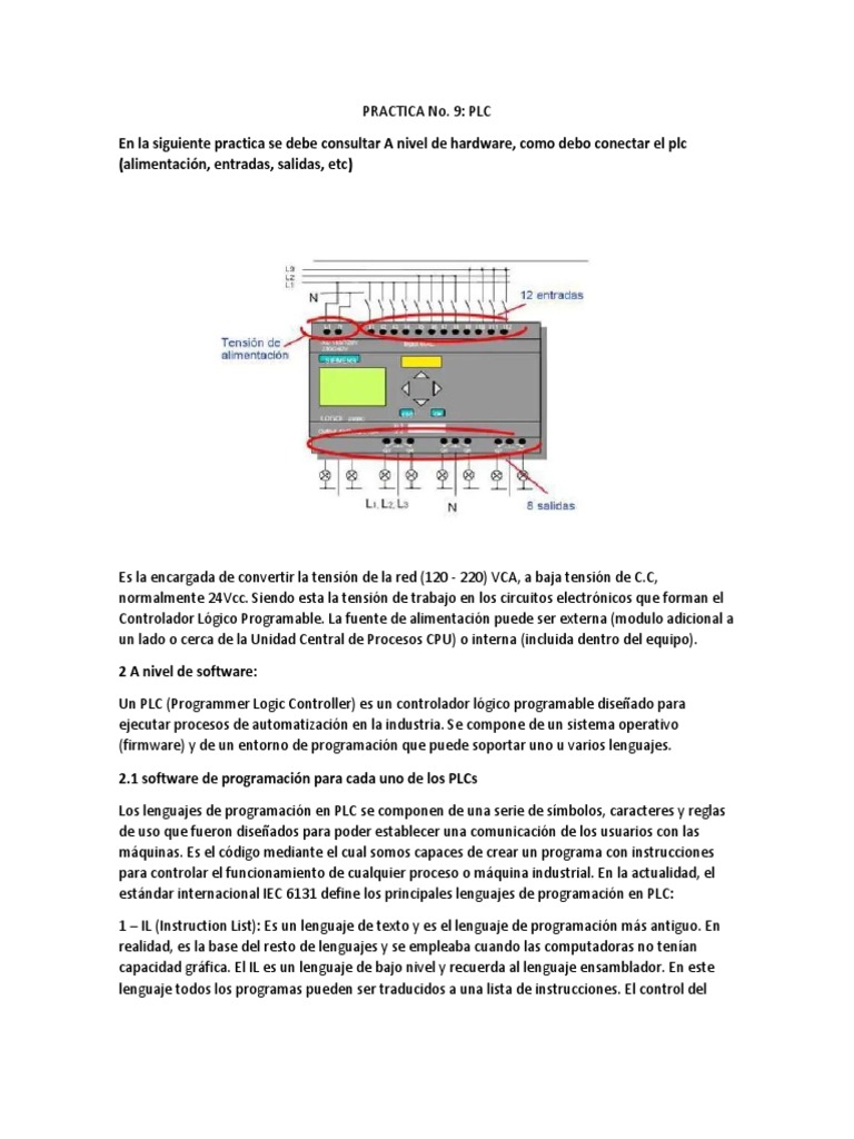 Practica No9 Plc Pdf Controlador Lógico Programable Lenguaje De