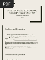 Multinomial Expansion Generating Function: Discrete Mathematics 2020