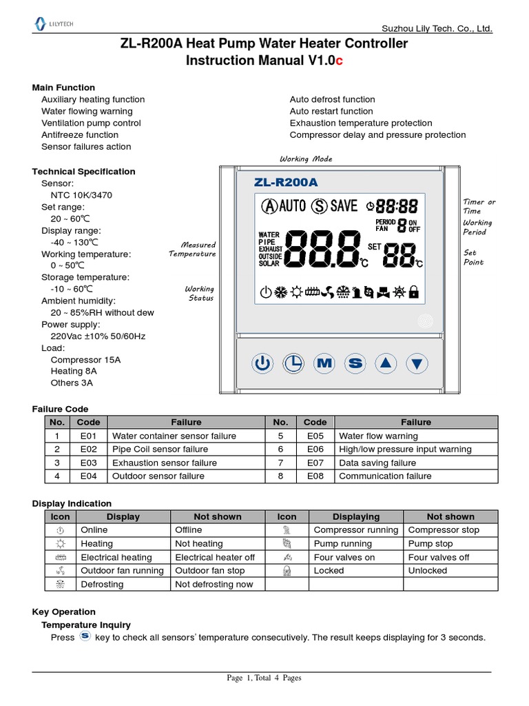 ZL-R200A en V1.0c | PDF | Electric Heating | Pump