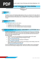 Science and Technology and Nation Building: Learning Experiences & Self-Assessment Activities (Saa)