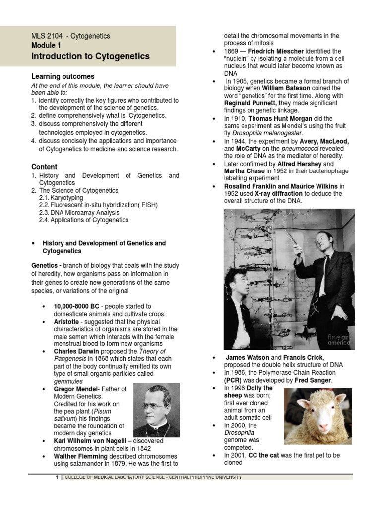 Module+1+ +Introduction+to+Cytogenetics | PDF | Cytogenetics | Genetics