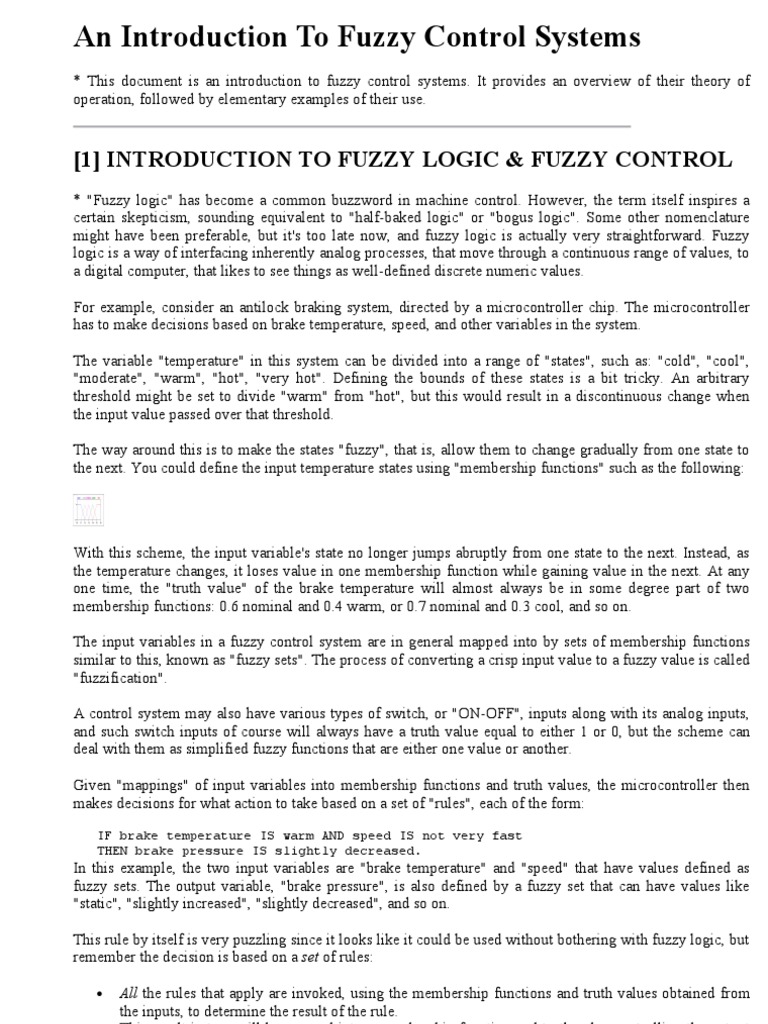 Overview of Fuzzy Control Systems | PDF | Fuzzy Logic | Applied Mathematics
