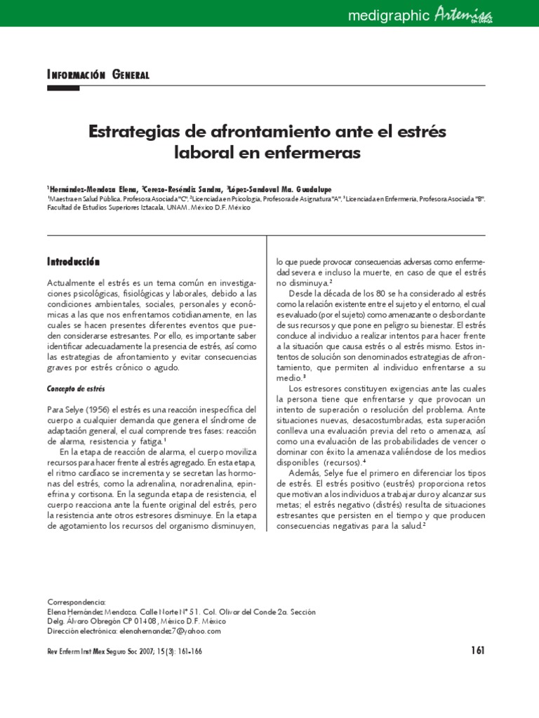 To Al Estres Laboral en El Area de Enfermeria | PDF | Estrés (biología ...