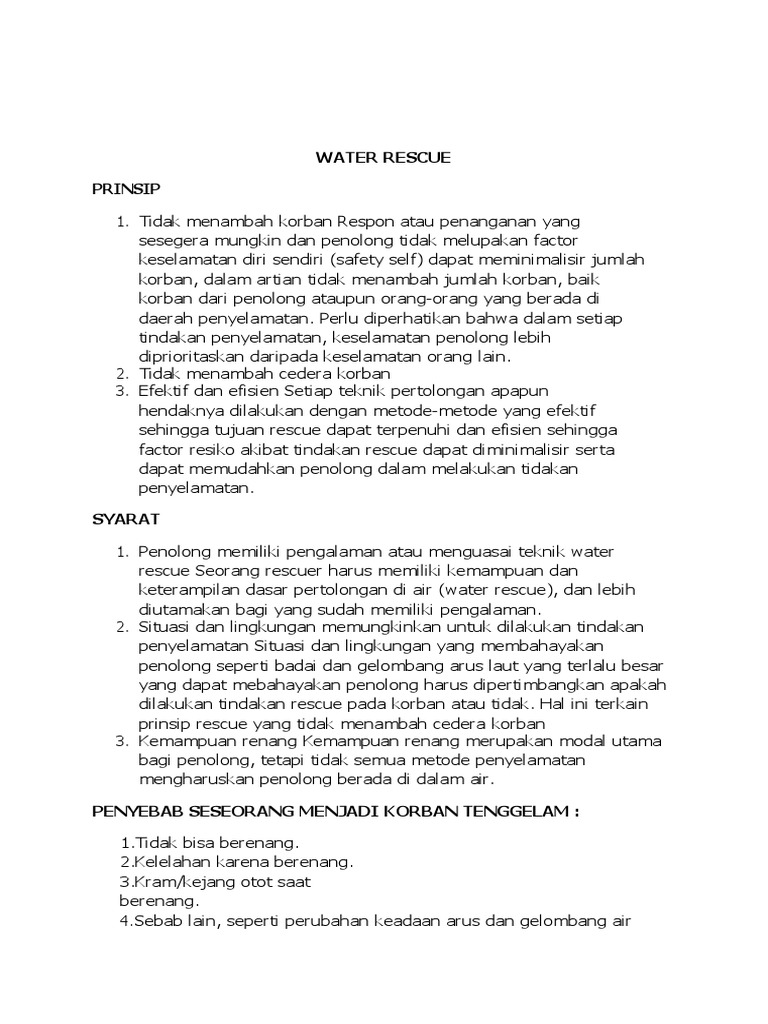 Pdf Sop Water Rescue Korban Tenggelam Pdf