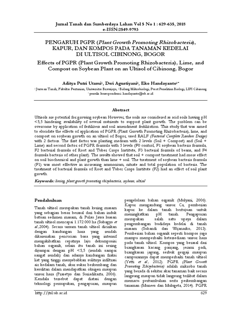 Jurnal Tanah Dan Sumberdaya Lahan Vol 5 No 1: 629-635, 2018 e-ISSN:2549 ...