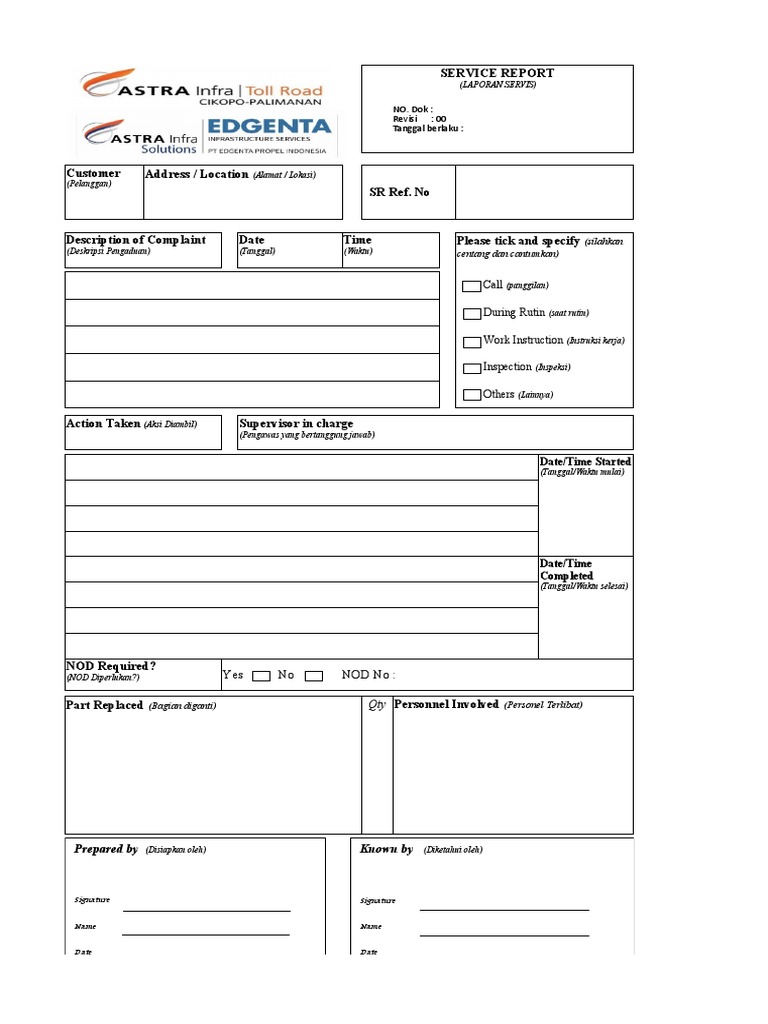 Format Laporan Servis Pelanggan | PDF