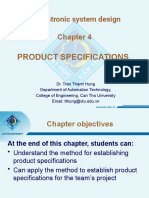 Mechatronic System Design: Product Specifications