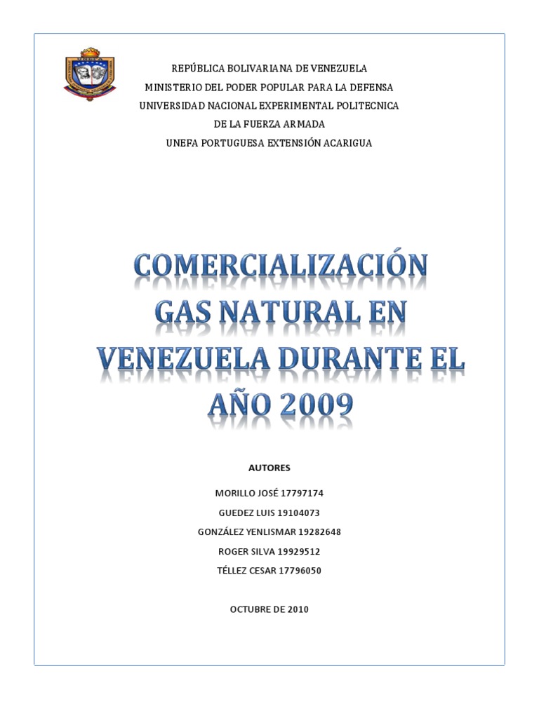 Comercialización del Gas Natural en Venezuela | PDF | Gas de petróleo ...