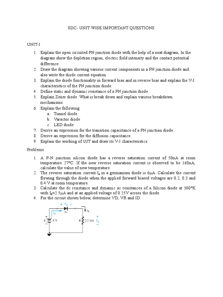 Analysis of Important Questions and Concepts Related to Semiconductor Diode Circuits, Bipolar