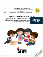 Oral Communication: Quarter 1 - Module 9: Lesson 9.1