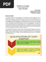 Strategic Cost Accounting M. Com (Semester IV) Topic-Cost Audit