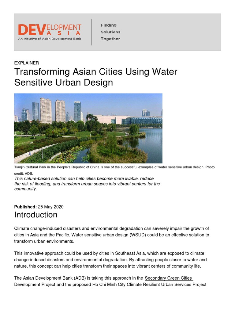Transforming Asian Cities Using Water Sensitive Urban Design | PDF ...