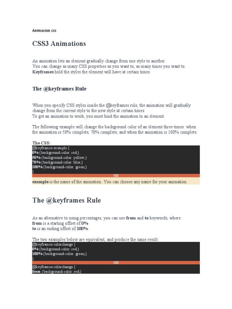 CSS3 Animations: The @keyframes Rule | PDF | Rotation | Perspective ...