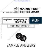 Sample Answers: Physical Geography of India and The World Test No.