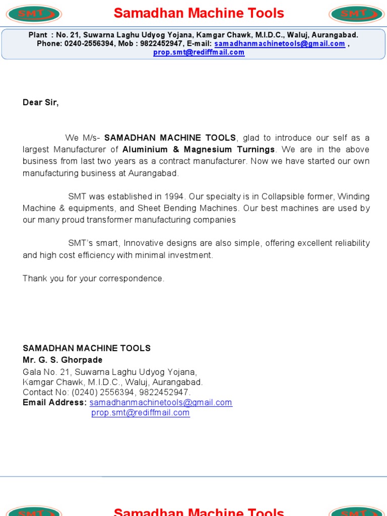 Samadhan Machine Tools: Aurangabad Manufacturer | PDF | Industries