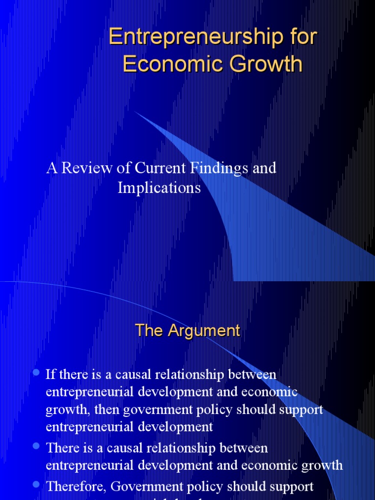Entrepreneurship For Economic Growth | PDF | Startup Company | Small ...