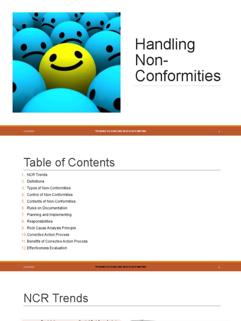 Non-Conformance Management Training Guide | PDF | Quality | Evaluation