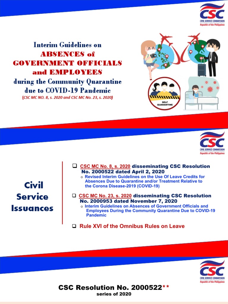 CSC MC 8 and 23 S. 2020 Interim Guidelines On Absences of Government