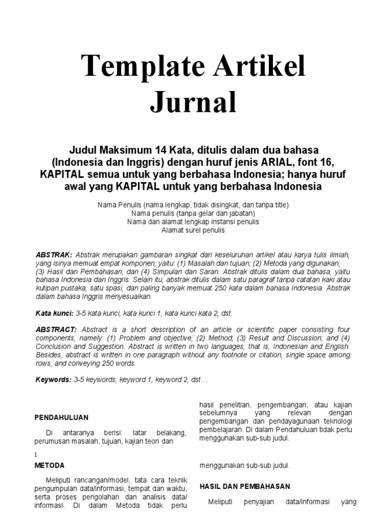 Template Penulisan Jurnal Ilmiah | PDF